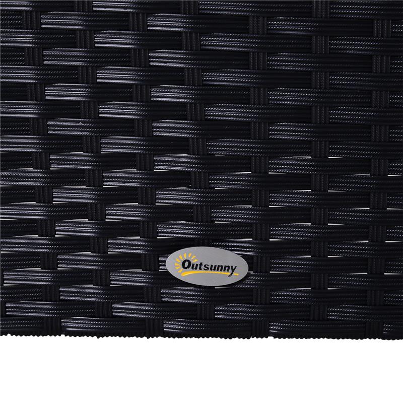 MOBILI DA GIARDINO SET 5 PEZZI CON TAVOLINO IN RATTAN NERO CON CUSCINI BIANCHI