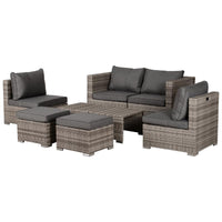 SALOTTO DA GIARDINO IN PE RATTAN 8 PEZZI CON STRUTTURA IN ALLUMINIO GRIGIO