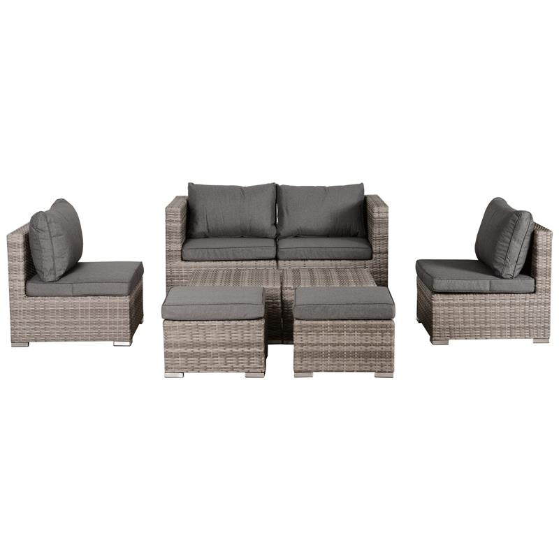 SALOTTO DA GIARDINO IN PE RATTAN 8 PEZZI CON STRUTTURA IN ALLUMINIO GRIGIO