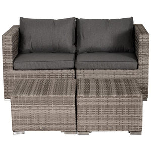 SALOTTO DA GIARDINO IN PE RATTAN 8 PEZZI CON STRUTTURA IN ALLUMINIO GRIGIO