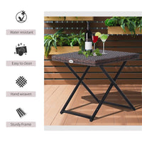 TAVOLINO DA GIARDINO PIEGHEVOLE IN RATTAN SINTETICO E ACCIAIO MARRONE