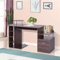 SCRIVANIA PER COMPUTER DA CAMERA O UFFICIO CON CASSETTO E LIBRERIA IN LEGNO 152 X 60 X 88 CM