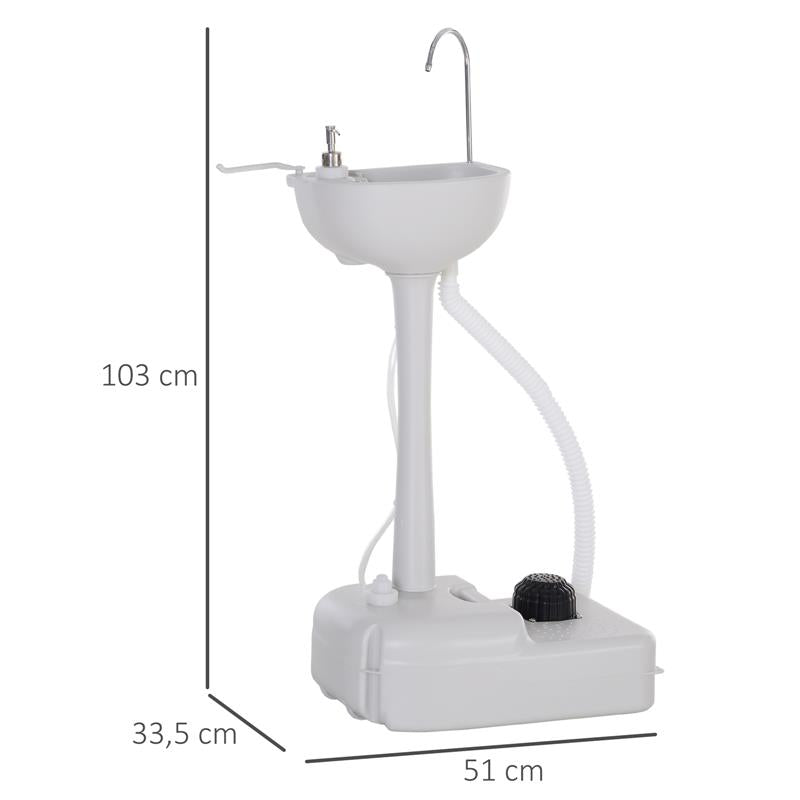 LAVABO PORTATILE DA CAMPEGGIO CON 2 RUOTE SERBATOIO ACQUA 17 L E SAPONE 3.5 L