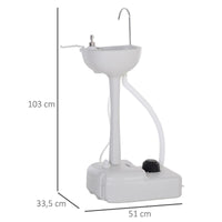 LAVABO PORTATILE DA CAMPEGGIO CON 2 RUOTE SERBATOIO ACQUA 17 L E SAPONE 3.5 L
