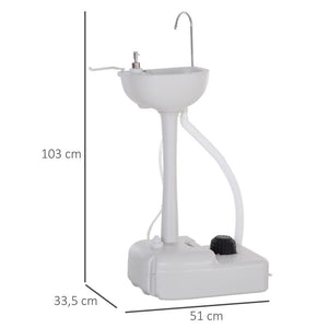 LAVABO PORTATILE DA CAMPEGGIO CON 2 RUOTE SERBATOIO ACQUA 17 L E SAPONE 3.5 L