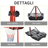 CANESTRO PORTATILE CON ALTEZZA REGOLABILE E BASE RIEMPIBILE 73 X 125 X 220 CM