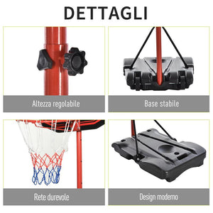 CANESTRO PORTATILE CON ALTEZZA REGOLABILE E BASE RIEMPIBILE 73 X 125 X 220 CM