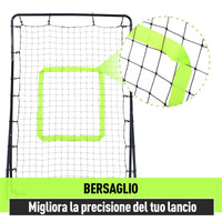 RETE ELASTICA RIMBALZO RIMBALZATORE PORTATILE DA CALCIO E RUGBY  90X80X140 CM