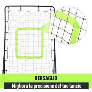 RETE ELASTICA RIMBALZO RIMBALZATORE PORTATILE DA CALCIO E RUGBY  90X80X140 CM