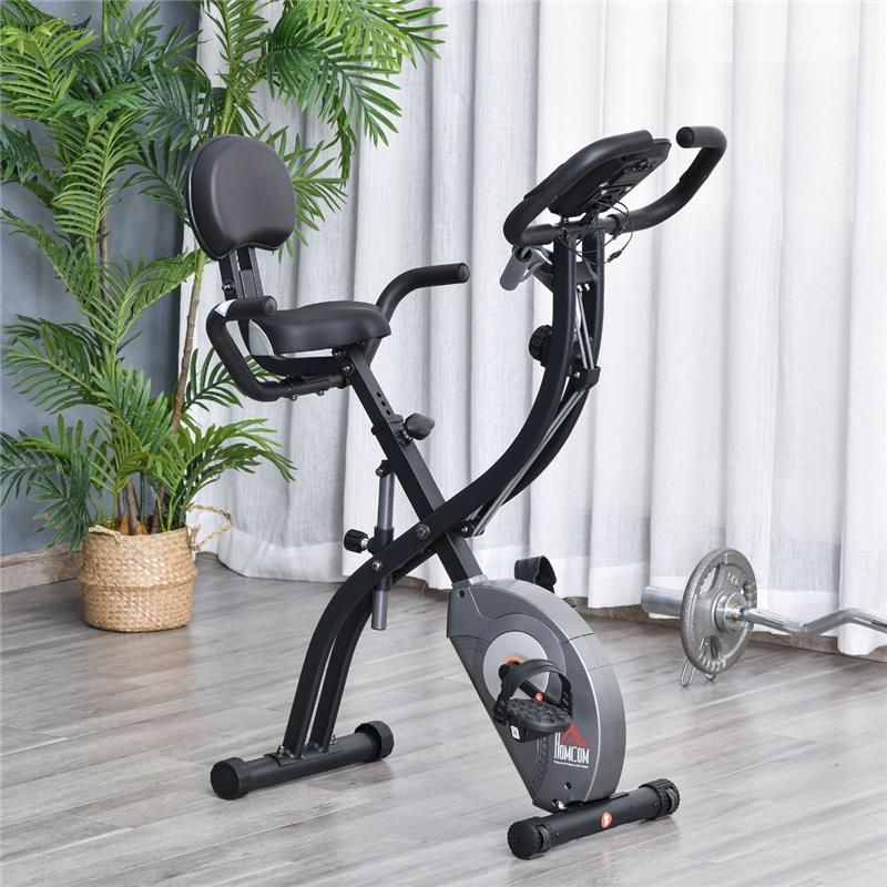 CYCLETTE PIEGHEVOLE CON SCHIENALE BANDE ELASTICHE E DISPLAY LCD GRIGIA