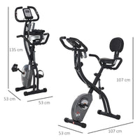 CYCLETTE PIEGHEVOLE CON SCHIENALE BANDE ELASTICHE E DISPLAY LCD GRIGIA