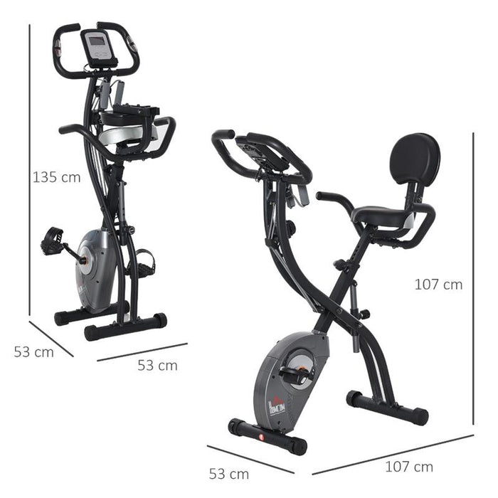 CYCLETTE PIEGHEVOLE CON SCHIENALE BANDE ELASTICHE E DISPLAY LCD GRIGIA