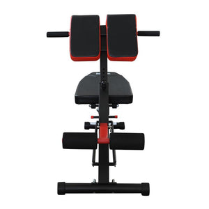 PANCA MULTIFUNZIONALE REGOLABILE PER ALLENAMENTO GAMBE ADDOME E GLUTEI NERO E ROSSO