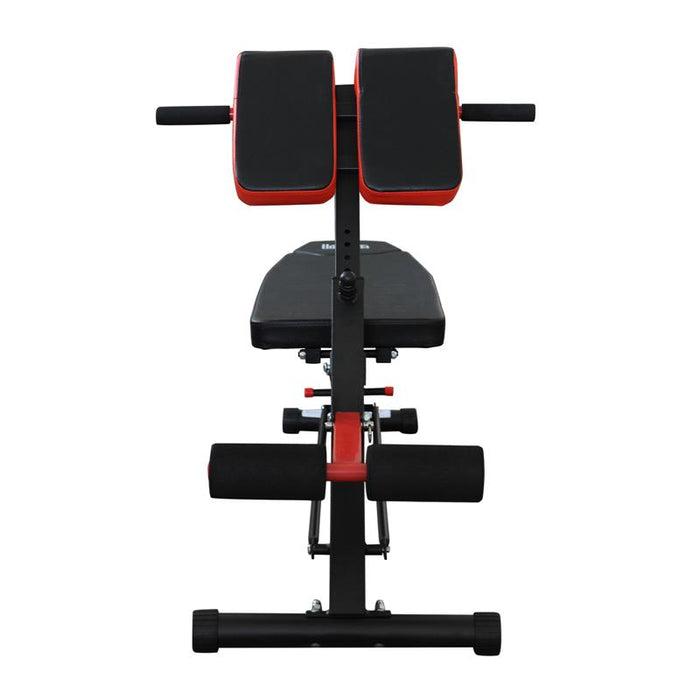 PANCA MULTIFUNZIONALE REGOLABILE PER ALLENAMENTO GAMBE ADDOME E GLUTEI NERO E ROSSO