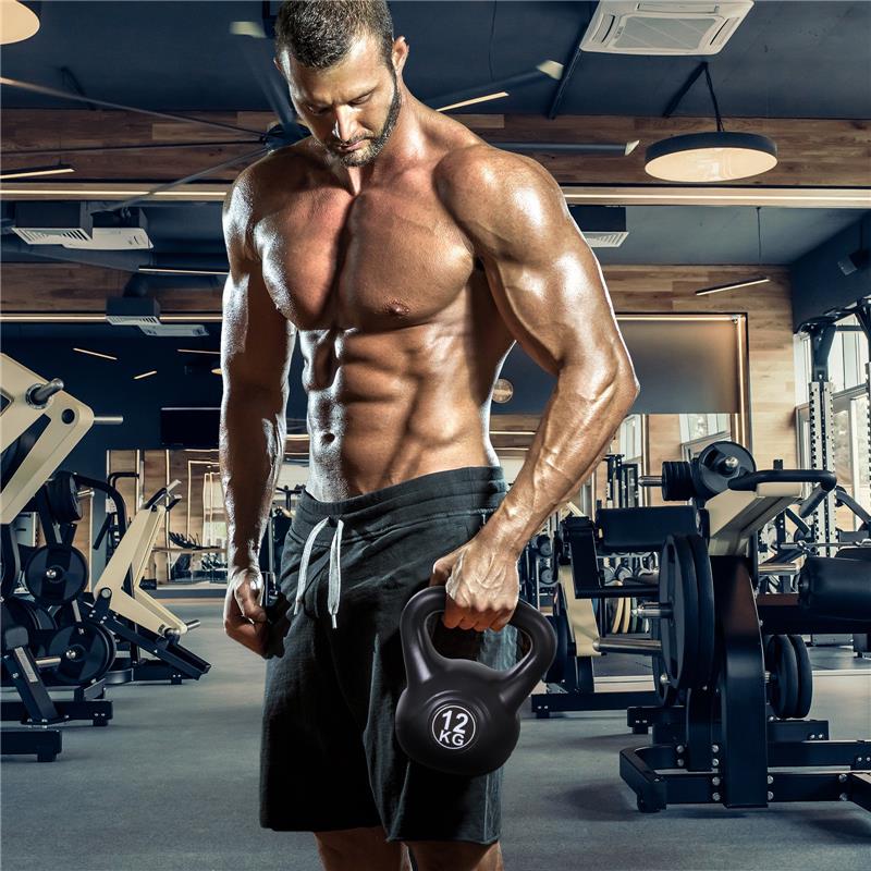 KETTLEBELL 12 KG PER ALLENAMENTO CROSS TRAINING NERO