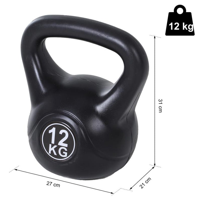 KETTLEBELL 12 KG PER ALLENAMENTO CROSS TRAINING NERO