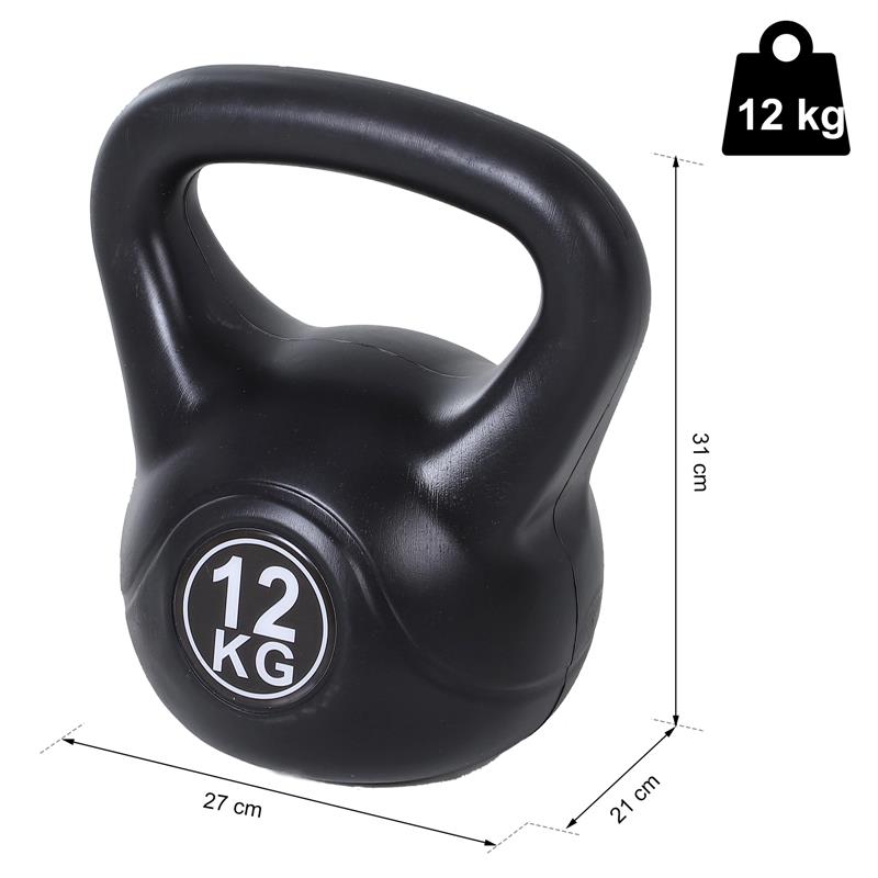 KETTLEBELL 12 KG PER ALLENAMENTO CROSS TRAINING NERO