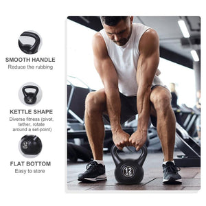 KETTLEBELL 12 KG PER ALLENAMENTO CROSS TRAINING NERO