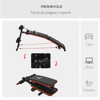 PANCA PER ADDOMINALI PIEGHEVOLE E REGOLABILE CON IMBOTTITURA NERA E ROSSA