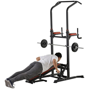 STAZIONE DI ALLENAMENTO PIEGHEVOLE MULTIFUNZIONALE IN ACCIAIO ROSSO E NERO