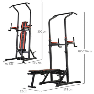 STAZIONE DI ALLENAMENTO PIEGHEVOLE MULTIFUNZIONALE IN ACCIAIO ROSSO E NERO
