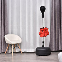 PUNCHING BALL SACCO BOXE DA TERRA CON GUANTONI INCLUSI ALTEZZA REGOLABILE