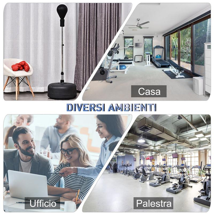 PUNCHING BALL SACCO BOXE DA TERRA CON GUANTONI INCLUSI ALTEZZA REGOLABILE