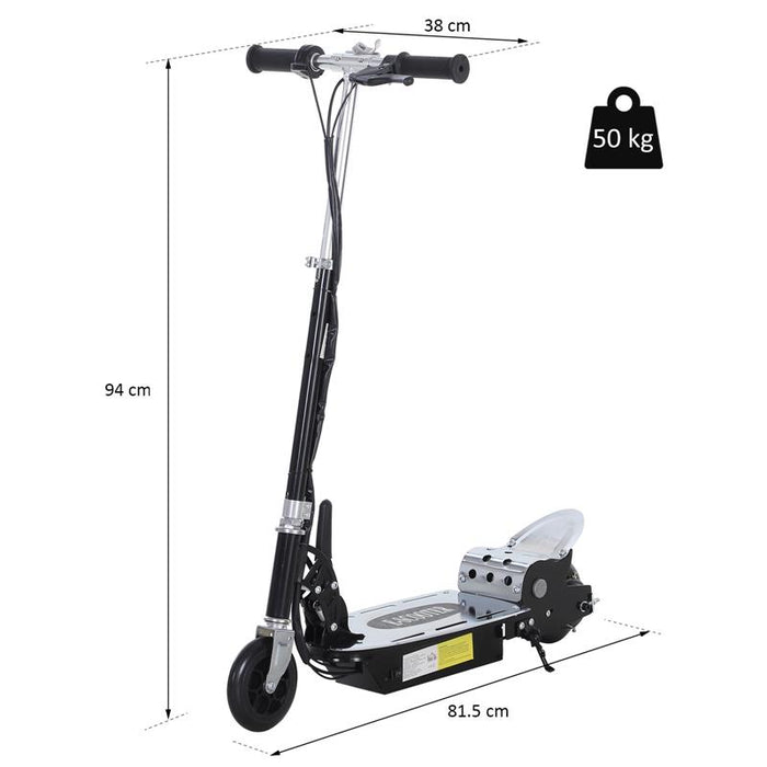 MONOPATTINO ELETTRICO PER BAMBINI CON FRENO E CAVALLETTO, NERO