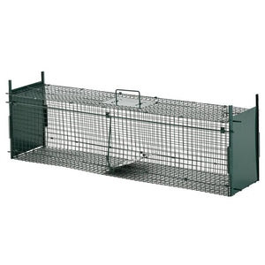 GABBIA TRAPPOLA PER ANIMALI VIVI CON DOPPIA PORTA 100X25X28CM VERDE SCURO