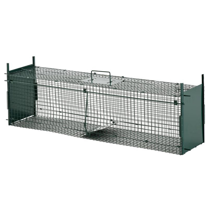 GABBIA TRAPPOLA PER ANIMALI VIVI CON DOPPIA PORTA 100X25X28CM VERDE SCURO