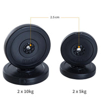 SET DI 4 DISCHI PESI PER BILANCIERE TOTALE 30 KG 2 X 5 KG E 2 X 10 KG