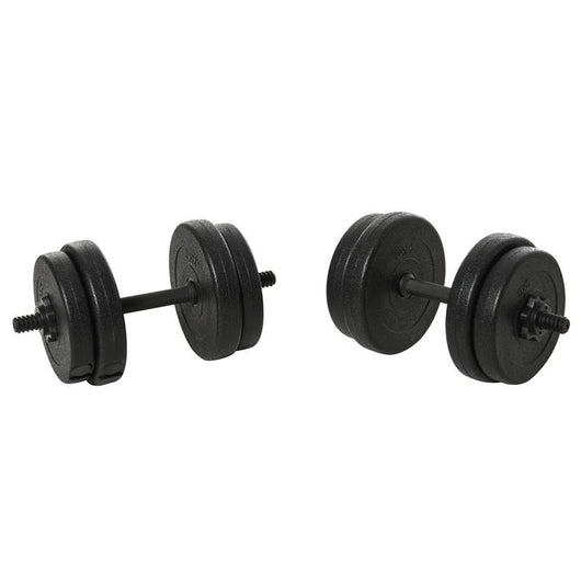 SET DI 2 MANUBRI CON 8 DISCHI PESI PER BODY BUILDING DA 20 KG