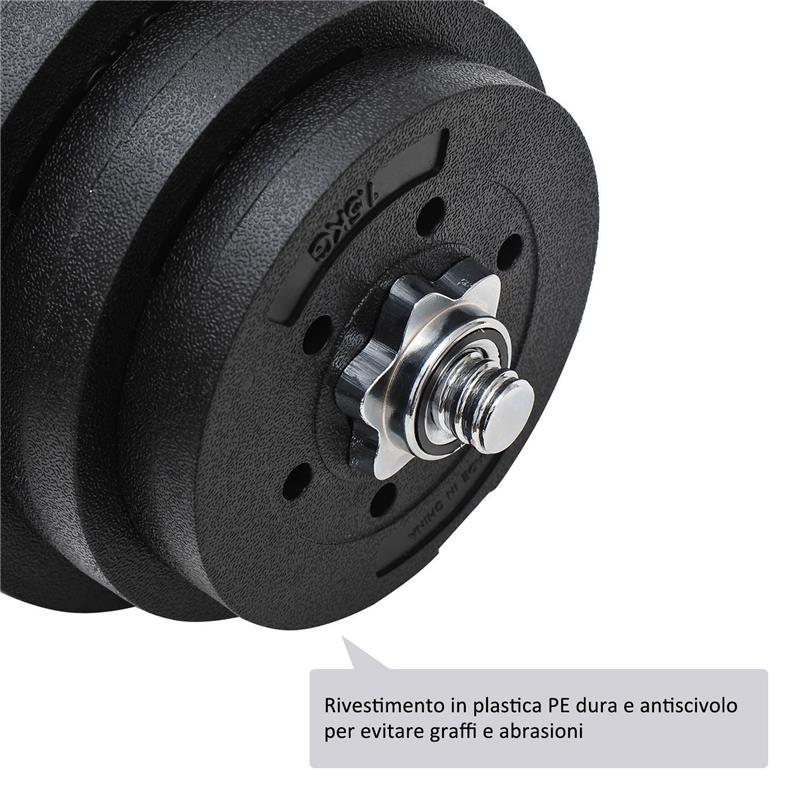 SET MANUBRI PALESTRA 40 KG 2 MANUBRI IN ACCIAIO CON 12 PESI DA 5KG 2.5KG 1.5 KG