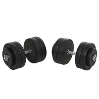 SET MANUBRI PALESTRA 50 KG KIT PESI REGOLABILE CON 12 DISCHI GOMMATI NERO