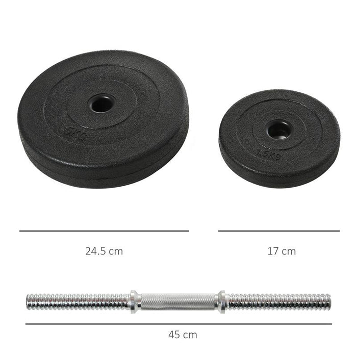 SET MANUBRI PALESTRA 50 KG KIT PESI REGOLABILE CON 12 DISCHI GOMMATI NERO