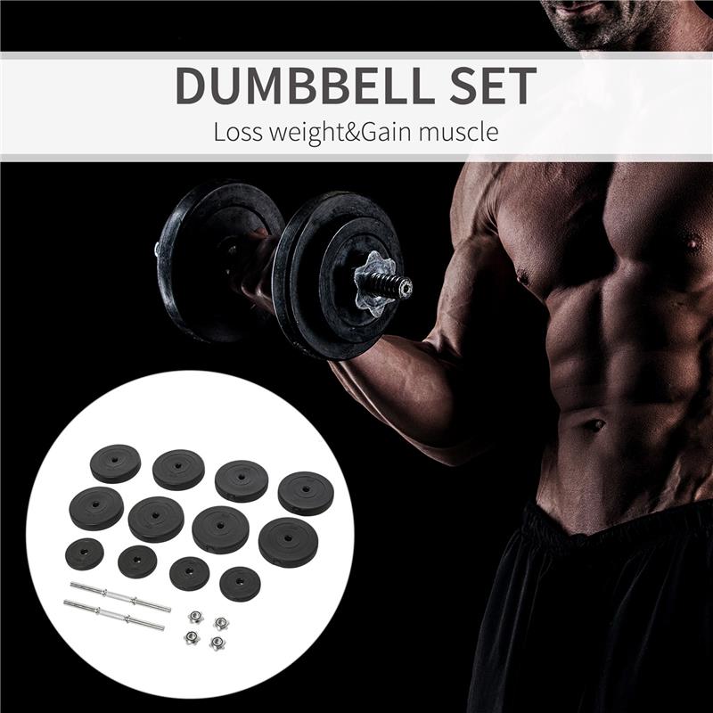 SET MANUBRI PALESTRA 50 KG KIT PESI REGOLABILE CON 12 DISCHI GOMMATI NERO