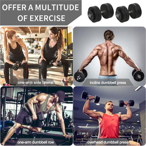 SET MANUBRI PALESTRA 50 KG KIT PESI REGOLABILE CON 12 DISCHI GOMMATI NERO