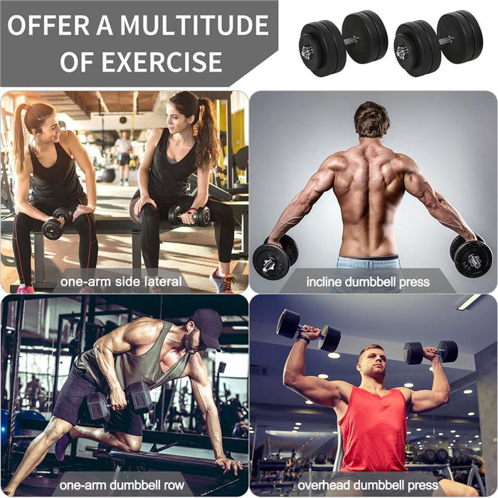 SET MANUBRI PALESTRA 50 KG KIT PESI REGOLABILE CON 12 DISCHI GOMMATI NERO