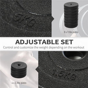 SET MANUBRI PALESTRA 50 KG KIT PESI REGOLABILE CON 12 DISCHI GOMMATI NERO