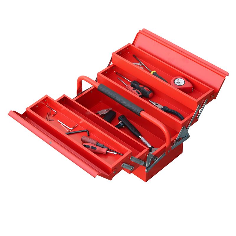 CASSETTA PORTA ATTREZZI IN METALLO PIEGHEVOLE 5 VASSOI 3 RIPIANI