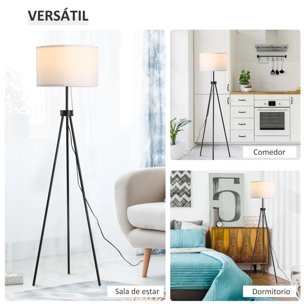 Lampada da Terra a Treppiede ¨C zephmum ¨C Metallo e Tela ?37x152 cm