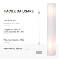 LAMPADA DA TERRA CON PIANTANA IN TESSUTO BIANCO