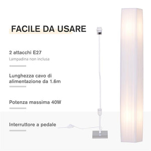 LAMPADA DA TERRA CON PIANTANA IN TESSUTO BIANCO