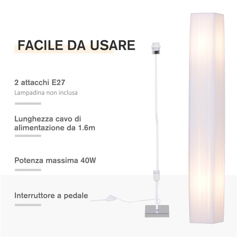 LAMPADA DA TERRA CON PIANTANA IN TESSUTO BIANCO