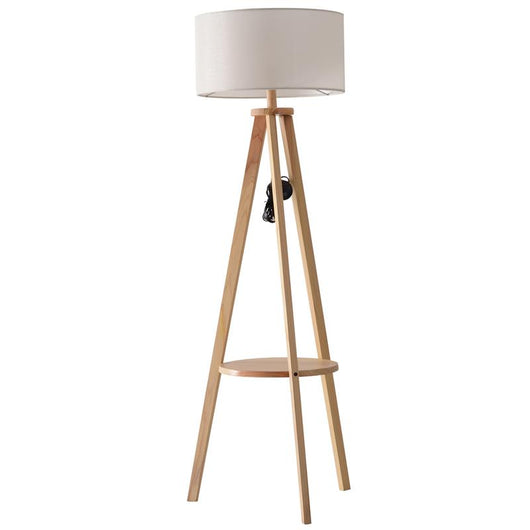 LAMPADA DA TERRA IN LEGNO E LINO CON INTERRUTTORE A PEDALE ALTEZZA 154 CM