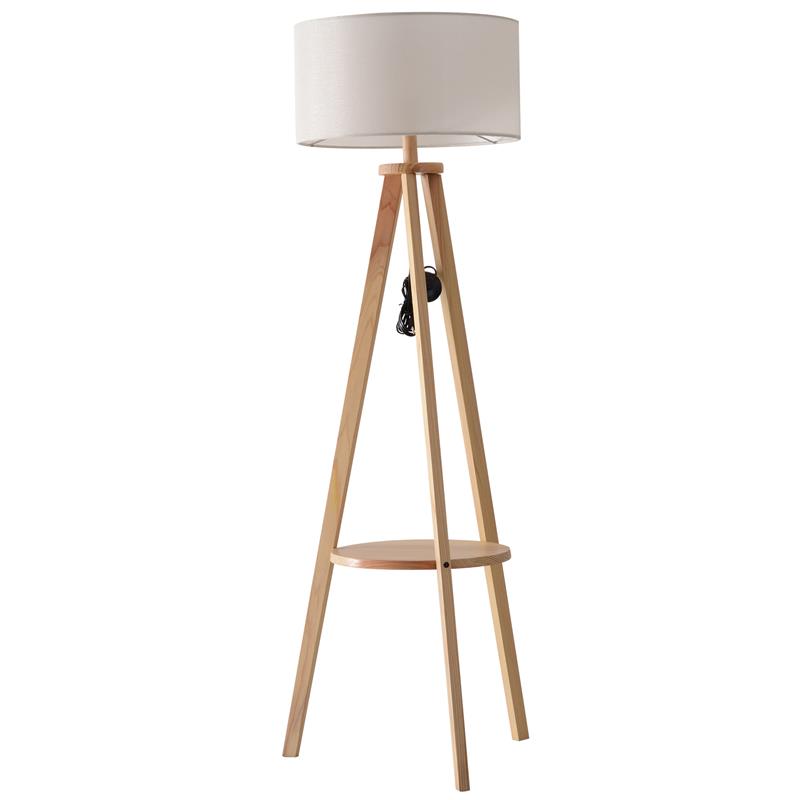 LAMPADA DA TERRA IN LEGNO E LINO CON INTERRUTTORE A PEDALE ALTEZZA 154 CM