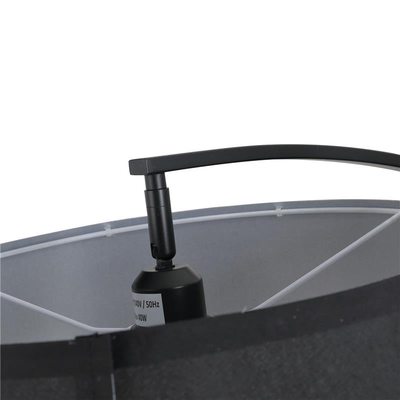 LAMPADA DA TERRA AD ARCO CON PARALUME IN TESSUTO INTERRUTTORE A PEDALE NERO