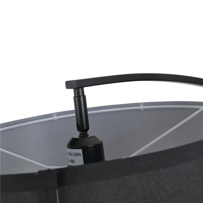 LAMPADA DA TERRA AD ARCO CON PARALUME IN TESSUTO INTERRUTTORE A PEDALE NERO