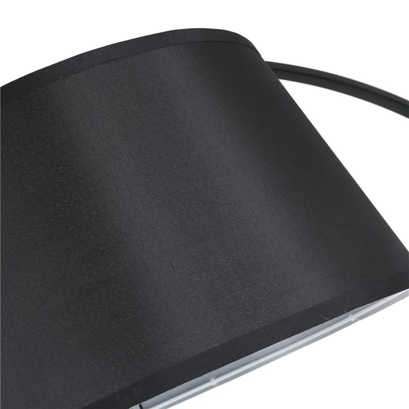 LAMPADA DA TERRA AD ARCO CON PARALUME IN TESSUTO INTERRUTTORE A PEDALE NERO