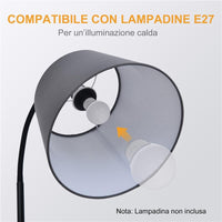 LAMPADA DA TERRA CON RIPIANO E CARICATORE WIRELESS IN ACCIAIO E LEGNO